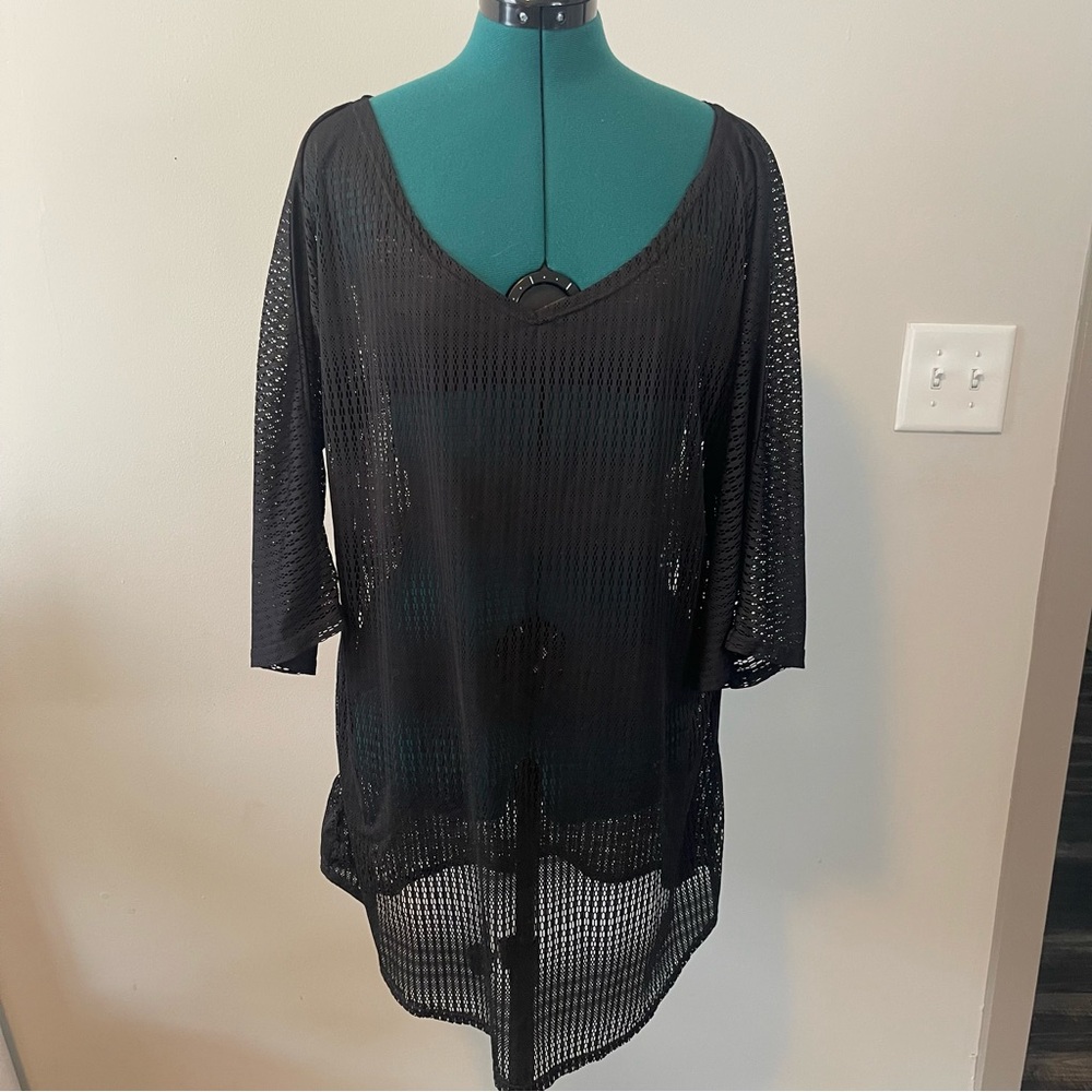 O’Neill Black Mesh 3/4 Sleeve swim Cover-Up XL